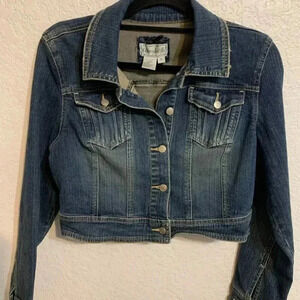 Vintage Women's Denim Super Mini Crop Jacket Sz M 90's Y2k‎ Farmcore Normcore